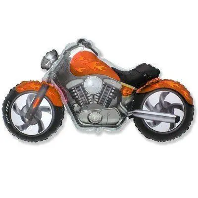 Фольгированная фигура большая Мотоцикл оранжевый Flexmetal (в Инд. уп.) 1207-1637 фото
