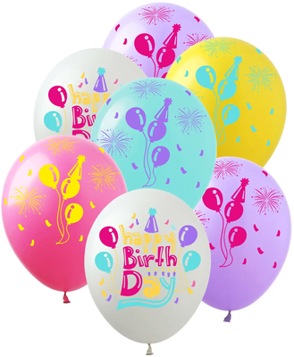 Шары ТМ Show (5 ст.) 12" (Happy Birthday Balloons) (100 шт.) SDR-132 фото