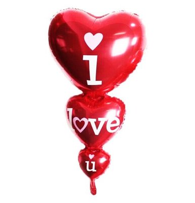 Фольгированная фигура I Love You №2 с сердцами красная (Китай) (в инд. упаковке) 9869 фото