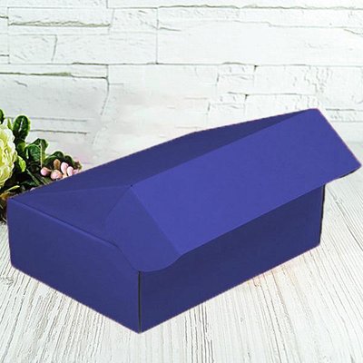Подарункова коробка самозбірна середня "Синя" (25х16,5х9) двосторонній картон 9273 фото