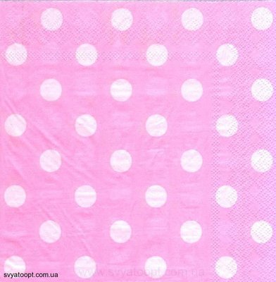 Салфетки "Горох розовый" (33х33) (15 штук) 3169 фото