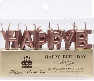 Набор свечей для торта буквы "Happy Birthday Розовое Золото" TL-1053 фото