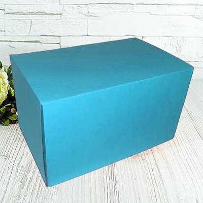 Подарункова коробка самозбірна велика "Блакитна" (34х22х20) двосторонній картон 2306 фото