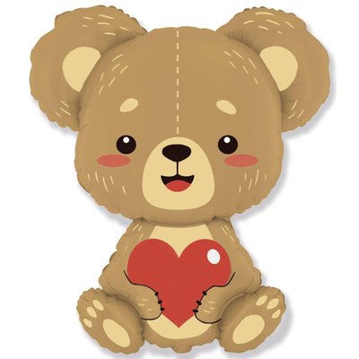 Фольгированная фигура большая Мишка влюблен с сердцем Flexmetal (в Инд. уп.) 3207-3318 фото