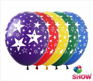 Кульки ТМ Show (5 ст.) 12" (Зірки кольорові) (100 шт.) SD-11mix фото