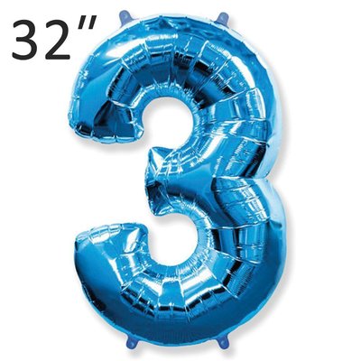 Фольга 32" Синяя цифра 3 (Flexmetal) 32-FM-Blue-3 фото