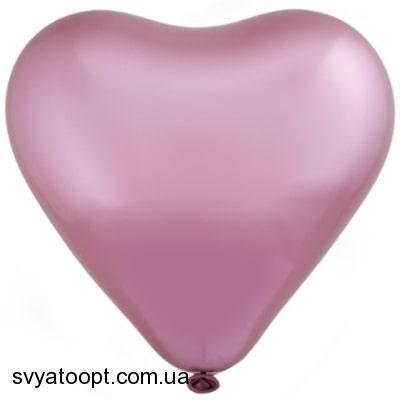Шарик-сердце Everts 12" - 30см Хром Сатин Темно-розовый (1 штука) 1105-0373 фото