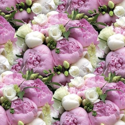 Пакувальний подарунковий папір "Піоновидна троянда рожева-біла" (25л) papir-140 фото