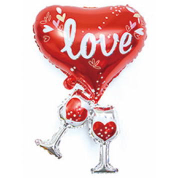 Фольгированная фигура Love бокалы (Китай) (в инд. упаковке) 6183 фото