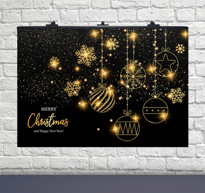Плакат для праздника Новогодние шары золото на черном 75х120 см 6008-0137 фото