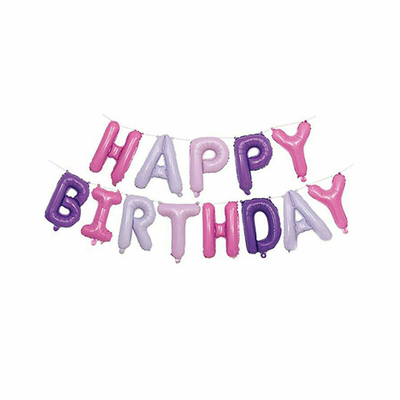 Фольгована фігура літери "Happy birthday" Набір букв ( цвет рожево-фіолетово-лавандові 40 см) 5835 фото