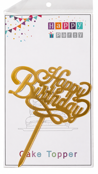 Топпер для торта золото "Happy Birthday",15*10 см top27-6g фото