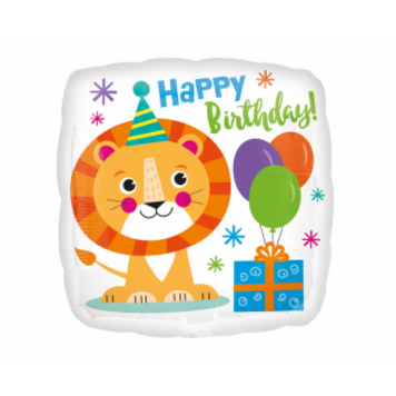 Фольга 18" (45см) "Лев Happy birthday" (Китай) Т-303 фото