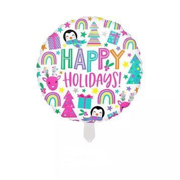 Фольга 18" (45см) "Happy Holidays з пінгвінами" (Китай) 8799 фото
