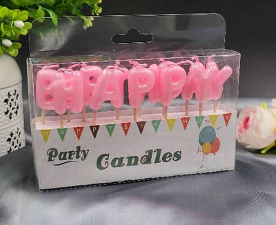 Набор свечей для торта BUBBLES буквы "Happy Birthday Розовые неон" Bubbles-PinkNeon фото