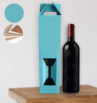 Подарочная коробка для бутылки "Голубая" (двусторонний картон 35х9 см) korbblue фото