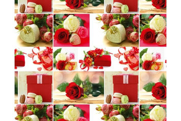 Упаковочная подарочная бумага "Красные подарки розы + macarons" (25л) papir-40 фото