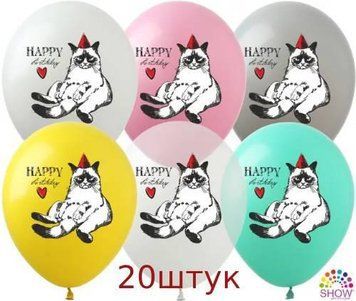 Кульки ТМ Show (1 ст.) 12" (HB коте) (20 шт.) SDR-78-20 фото