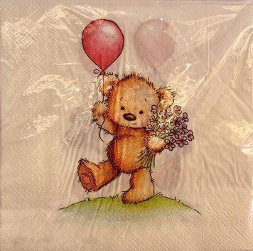Салфетки "Мишка с шариком" (33х33) (15 штук) 3900 фото