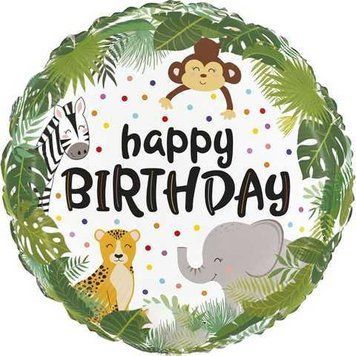 Фольга 18" (45см) "Сафарі Happy Birthday" (Китай) 00500 Т-308 фото