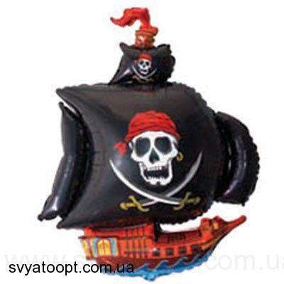 Фольгированная фигура большой черный Корабель Пирата Flexmetal (в Инд. уп.) 1207-1043 фото