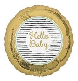 Фольга 18" (45см) "Круг Hello baby золото" (Китай) Т-239 фото