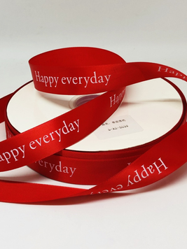 Атласная лента 2,5 см (Happy everyday красная) большая намотка 92м 6058 фото