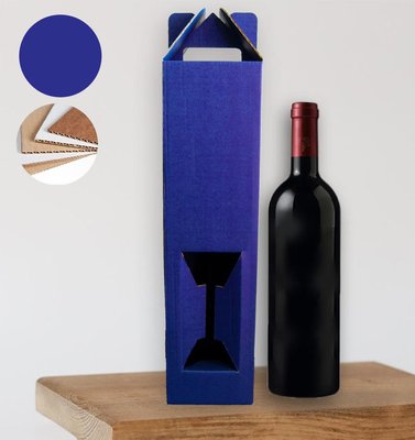 Подарочная коробка для бутылки "Синяя" (двусторонний картон 35х9 см) korbdarkblue фото