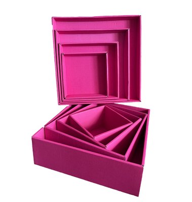 Набор подарочных коробок "Малиновые" (4 шт.) двусторонний картон (h-9) Fuchsia-1 фото