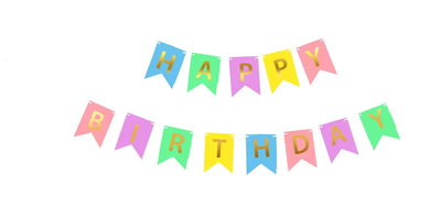 Гирлянда буквы Happy Birthday на цветных флажках 75668 фото