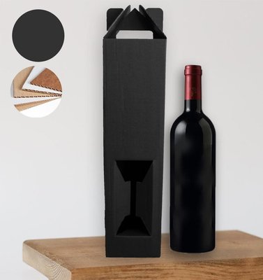 Подарочная коробка для бутылки "Черная" (двусторонний картон 35х9 см) korbblack фото