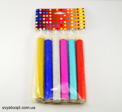Цветные фейерверки (блеск) в торт 12 см (6 шт/уп) 5847 фото