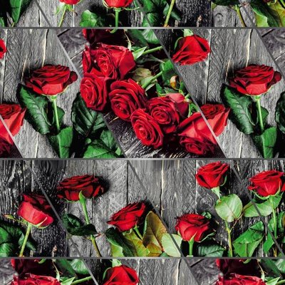 Упаковочная подарочная бумага "Красные розы черный фон" (25л) papir-143 фото