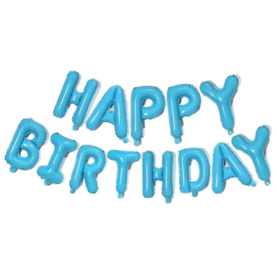 Фольгована фігура літери "Happy birthday" Набір букв (Блакитні 40 см) 6454 фото