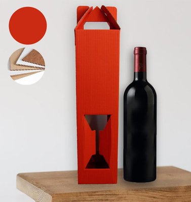 Подарочная коробка для бутылки "Красная" (двусторонний картон 35х9 см) korbred фото
