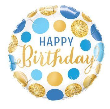 Фольгований круг "Happy Birthday" з великими блакитними кружечками 18" (45см) 01492 BV-5657 фото