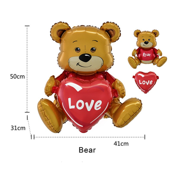 Стояча фольгована фігура "Ведмедик з серцем love" в інд. уп. Китай T-243 фото