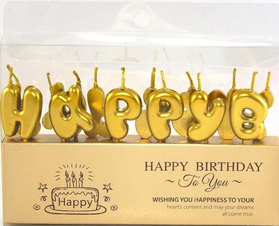 Набор свечей для торта BUBBLES буквы "Happy Birthday Золото" Bubbles-Gold фото