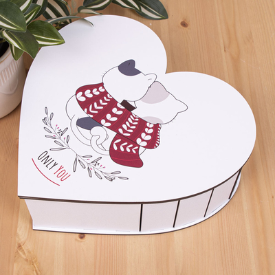 Декоративная коробка сердце "Only you котики" (средняя) 4670-3 фото