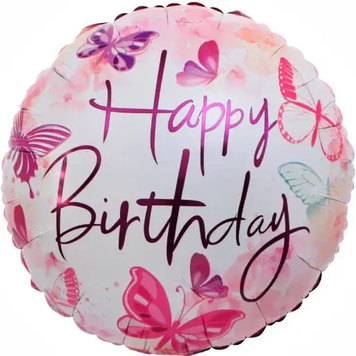 Фольга 18" (45см) "рожеві Метелики Happy Birthday" 2984 фото