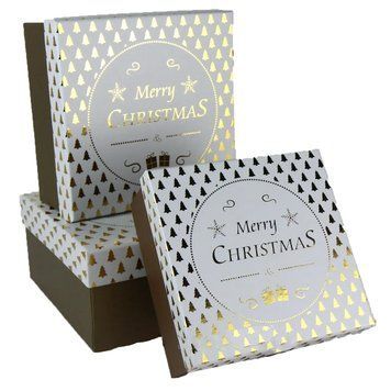 Комплект подарочных коробок &ndash; 3 шт. (Merry Christmas бело-золотой) Размер М 88279-42 фото