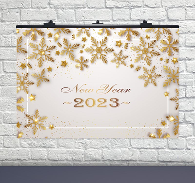Плакат для праздника Золотые Снежинки new year 2023 75х120 см 6008-0294 фото