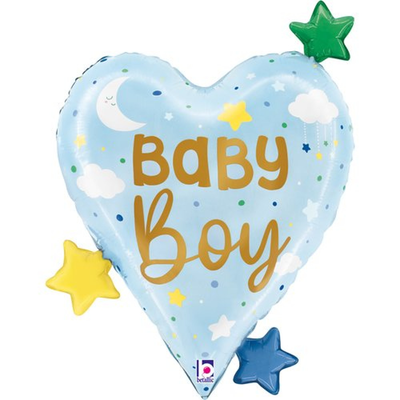 Фольгированная фигура Сердце baby boy со звездами Grabo 25296 фото