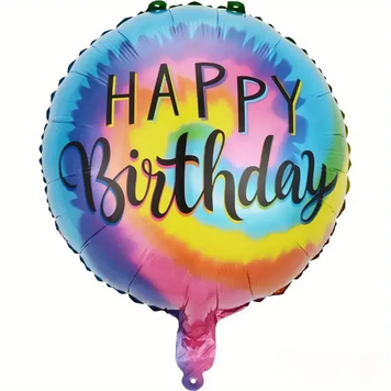 Фольгированный круг "Happy Birthday" радуга омбре 18" (45см) 15269 фото