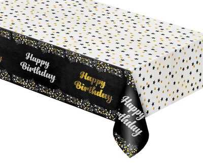 Детская скатерть на стол "Happy Birthday золотой конфетти на черном" (137*183) 2815-0020 фото