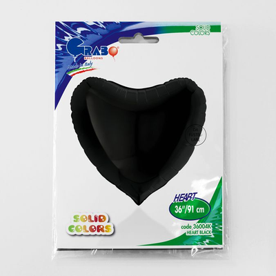 Фольга сердце 36" Пастель черное в Инд. упаковке (Grabo) 3204-0090 фото