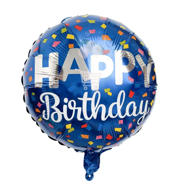 Фольга 18" (45см) "Happy birthday синій конфеті" (Китай) 46812 фото