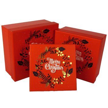 Комплект подарочных коробок &ndash; 3 шт. (Merry Christmas веночек) Размер М 88279-56 фото