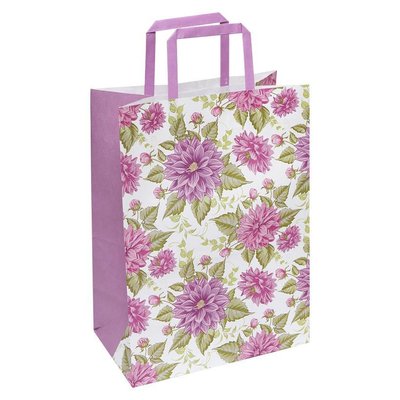 Подарунковий пакет "Квіти рожеві КРАФТ білий" 25х15х34,5 см (1 штука) GB253415-29 фото