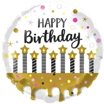 Фольгована фігура 18" (45см) "Happy Birthday свічки" біла (китай) (в інд. уп.) 8747 фото